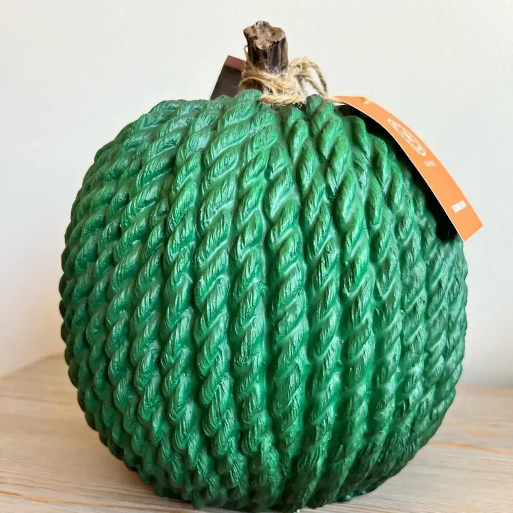 Gorgeous Emerald Green Textured Pumpkin With Hello Fall Tag - NWT
